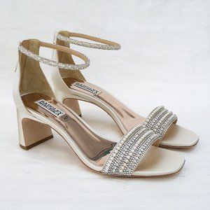 Badgley Mischka Kameryn, Ivory Block Heels 8M Badgley Mischka Wedding Shoes NWT